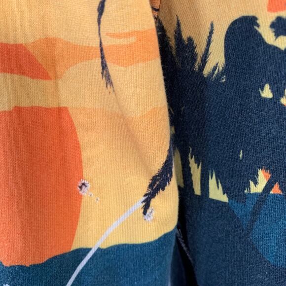 BALMAIN Size L Black Orange Blue Tropical Cotton Hooded Zip Up Sweatshirt - Picture 6 of 10